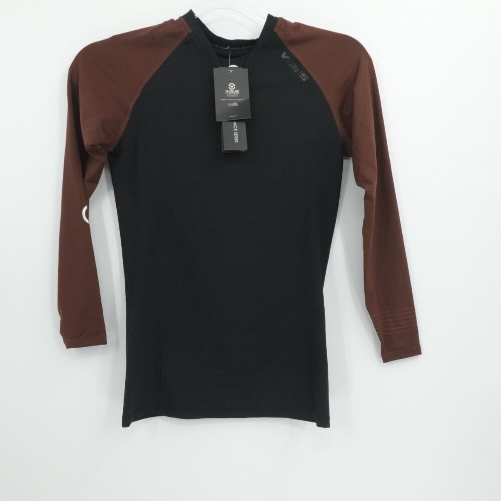 Virus‎ Shirt Mens Medium Black Brown Rashguard Performance Compression Workout